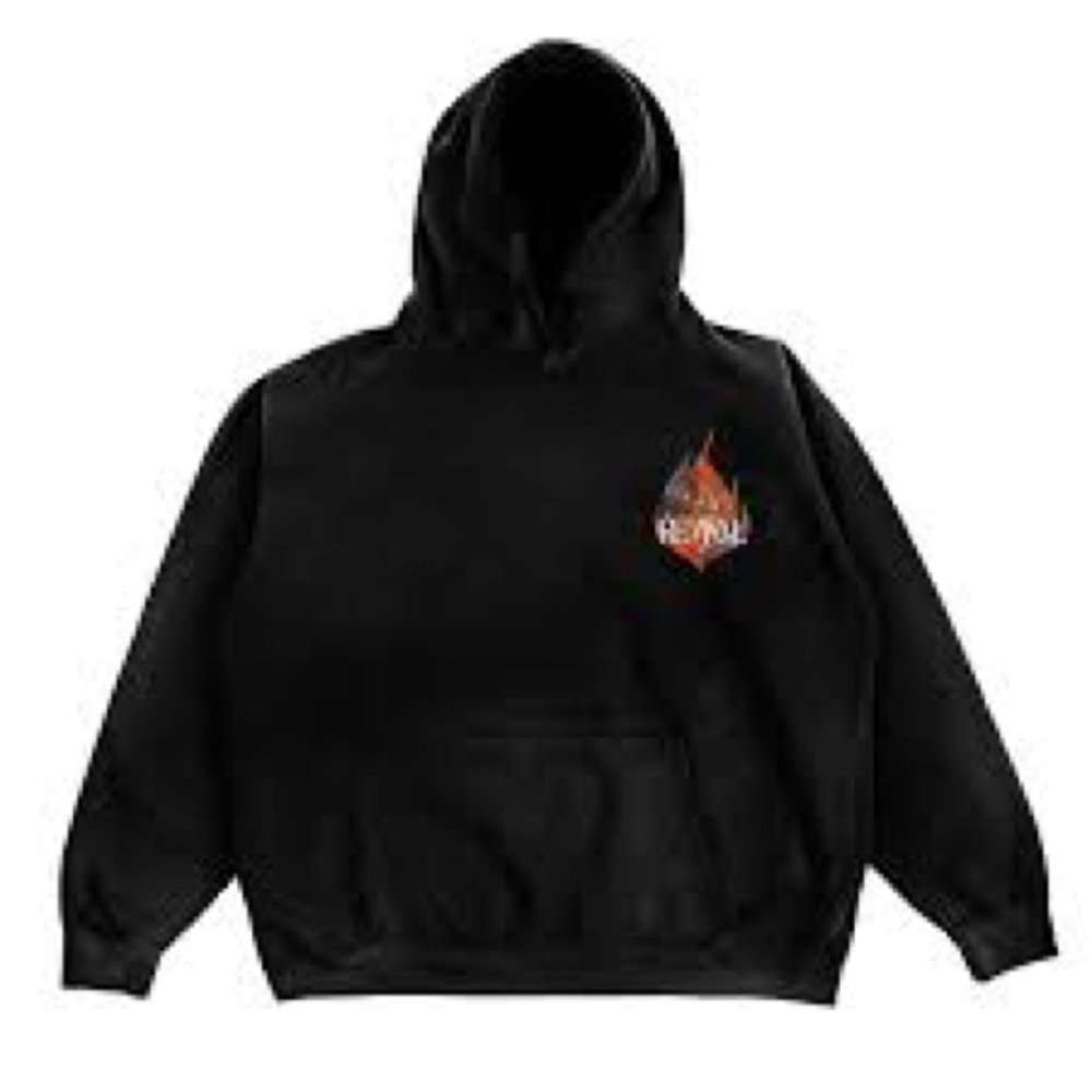 Gildan Hoodie with Flame Design. NEW XL Deep Blue with Kangaroo Pockets. - Picture 3 of 4